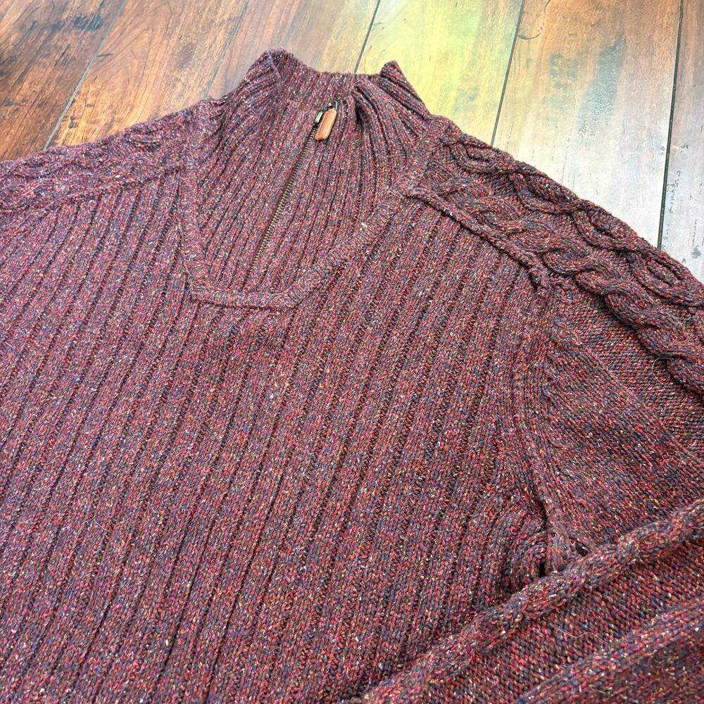 Tommy Bahama 1/4 Zip Sweater Mens M Red Wool Silk Blend Golf Preppy Knit - Picture 2 of 8